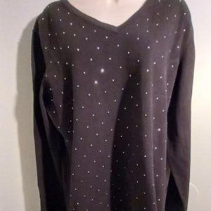 Black Long Sleeves, Rhinestone Pullover Swatter